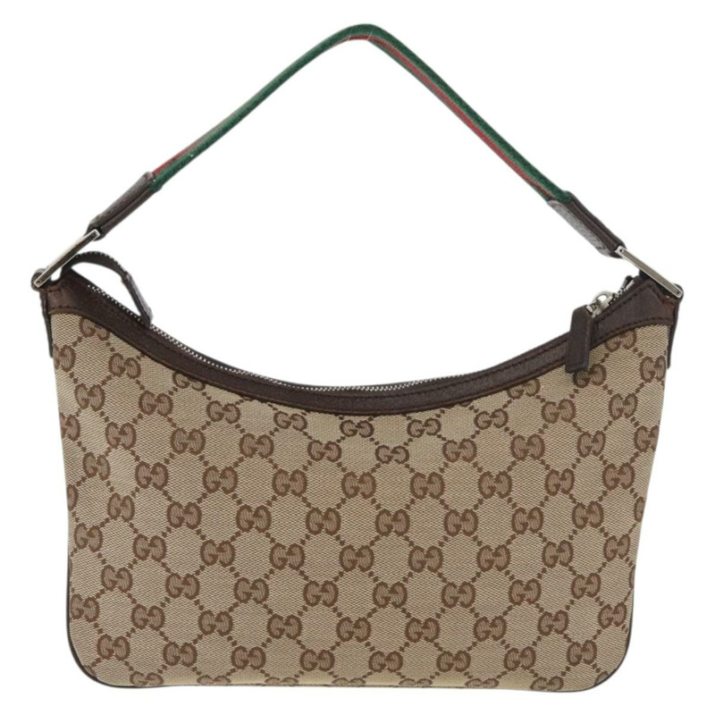 【日本直送】GUCCI GG帆布織帶雪莉線單肩包 米色 銀色 145812 正品 178330A-1