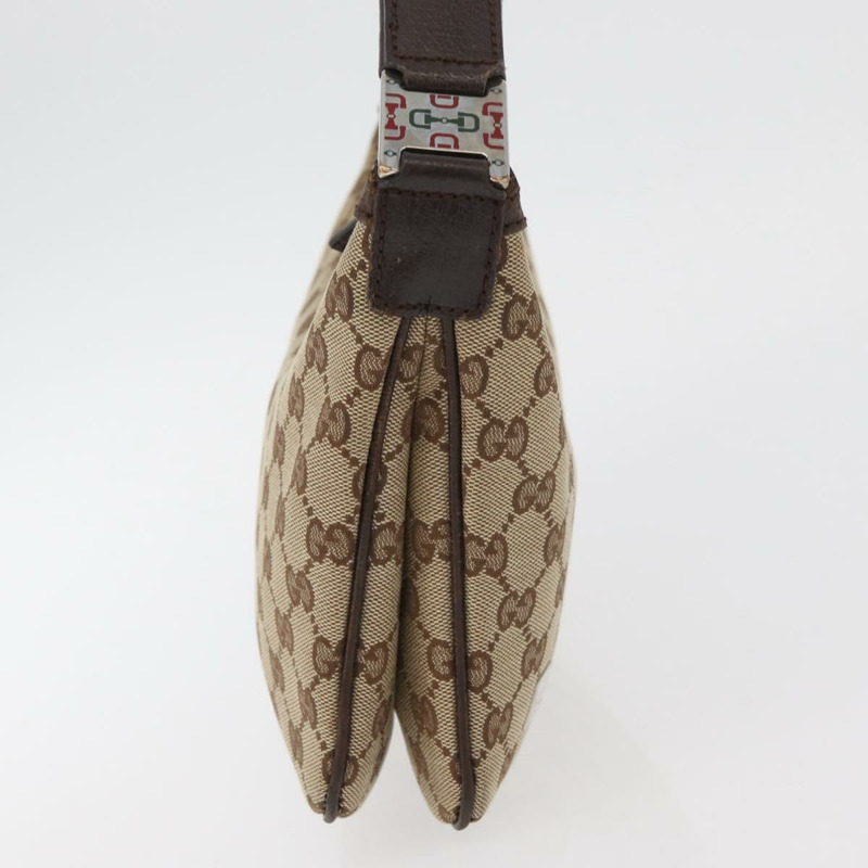 【日本直送】GUCCI GG帆布織帶雪莉線單肩包 米色 銀色 145812 正品 178330A-3