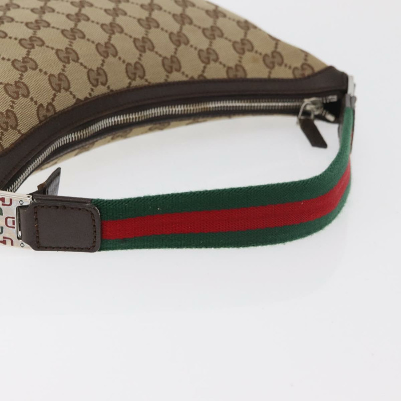【日本直送】GUCCI GG帆布織帶雪莉線單肩包 米色 銀色 145812 正品 178330A-6