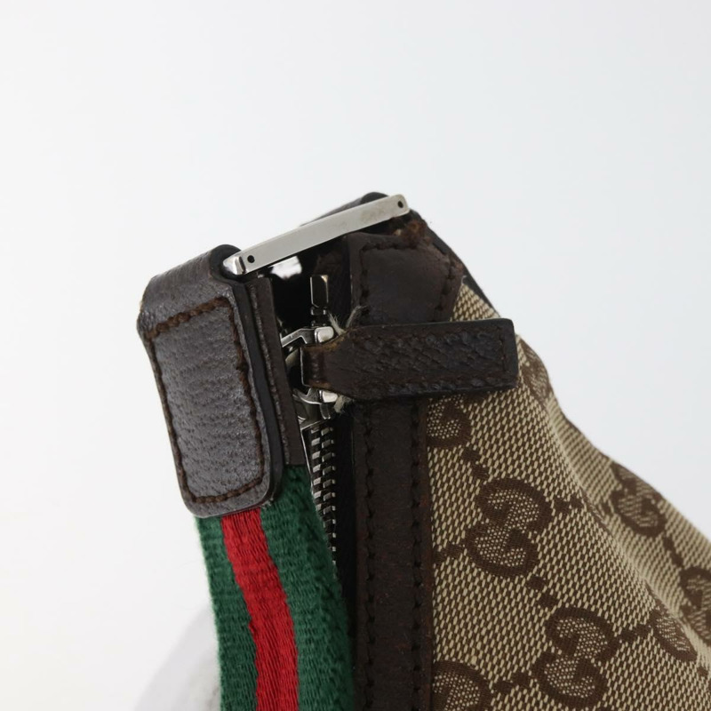 【日本直送】GUCCI GG帆布織帶雪莉線單肩包 米色 銀色 145812 正品 178330A-8