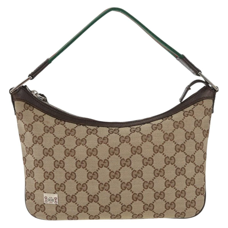 【日本直送】GUCCI GG帆布織帶雪莉線單肩包 米色 銀色 145812 正品 178330A-12