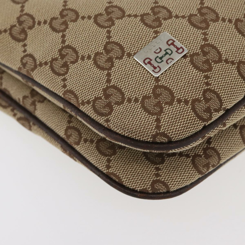 【日本直送】GUCCI GG帆布織帶雪莉線單肩包 米色 銀色 145812 正品 178330A-13