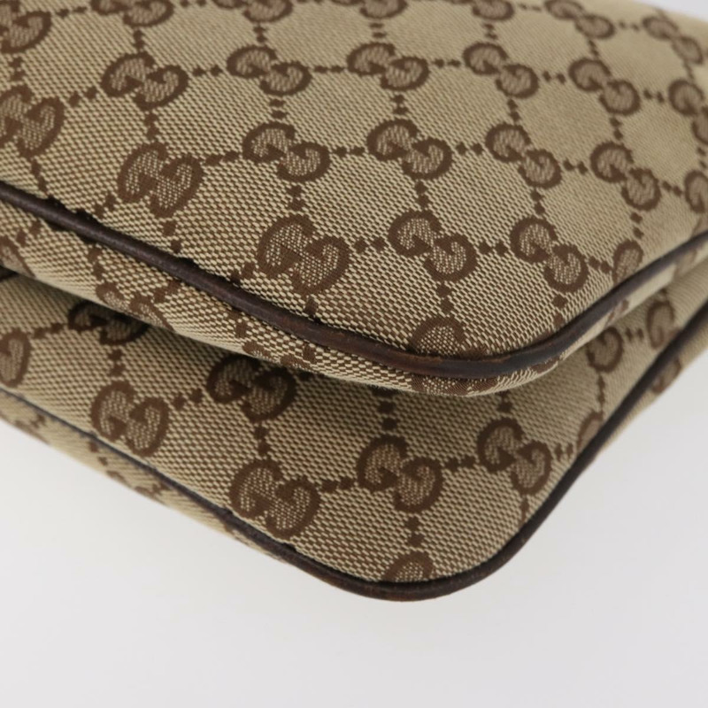 【日本直送】GUCCI GG帆布織帶雪莉線單肩包 米色 銀色 145812 正品 178330A-14