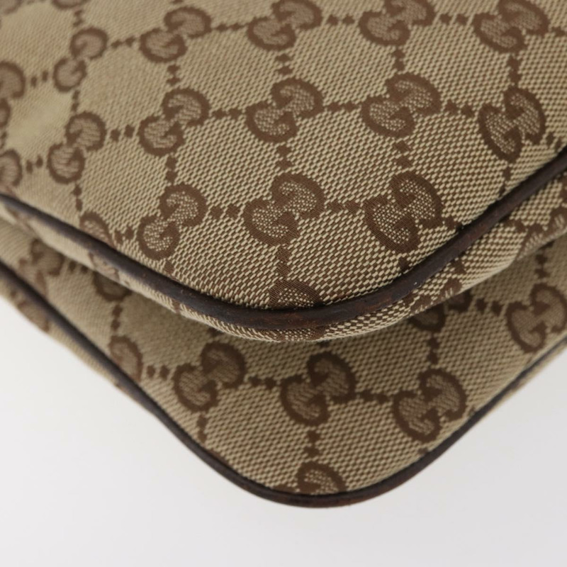 【日本直送】GUCCI GG帆布織帶雪莉線單肩包 米色 銀色 145812 正品 178330A-15