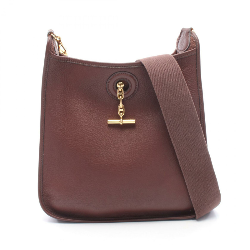 HERMES Vespa PM 單肩包 030237CC Togo 皮革 棕色 Noisette GHW 二手 A-0