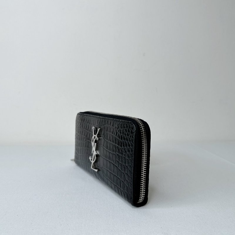 YSL 鱷魚壓紋牛皮拉鍊長夾-2