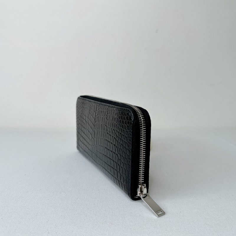YSL 鱷魚壓紋牛皮拉鍊長夾-4