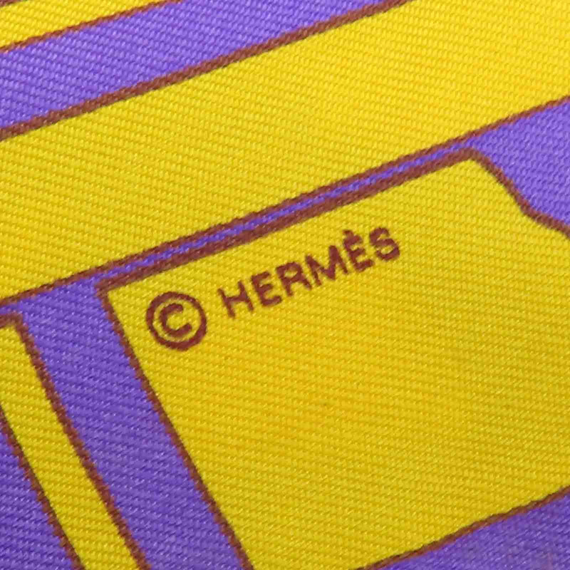紫/黃色 Brides de Gala Twilly 絲綢 絲巾【HERMES 愛馬仕】-2