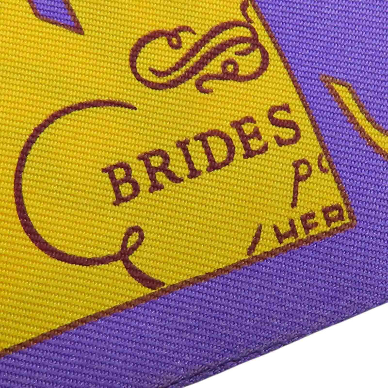 紫/黃色 Brides de Gala Twilly 絲綢 絲巾【HERMES 愛馬仕】-3