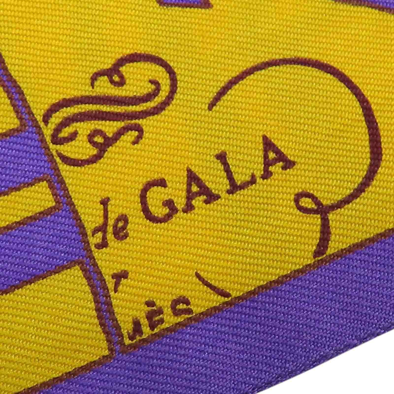 紫/黃色 Brides de Gala Twilly 絲綢 絲巾【HERMES 愛馬仕】-4