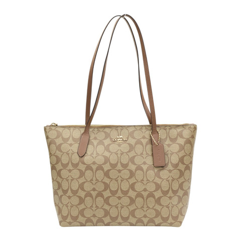 棕色 帆布 Zip Top Tote  手提包【COACH 寇馳】 4455