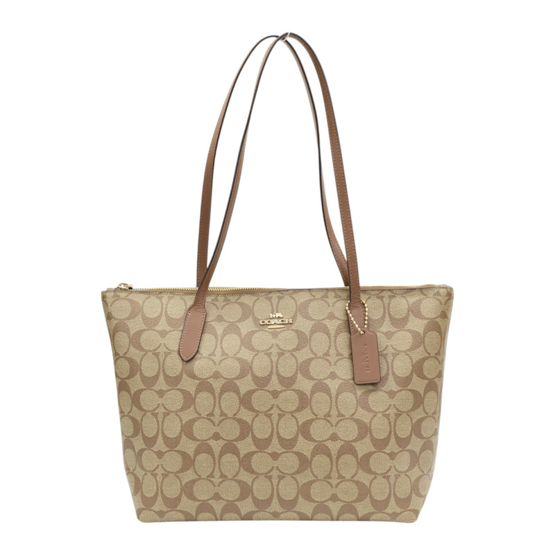 棕色 帆布 Zip Top Tote  手提包【COACH 寇馳】 4455-0