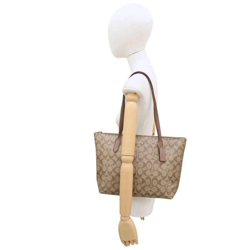 棕色 帆布 Zip Top Tote  手提包【COACH 寇馳】 4455-8