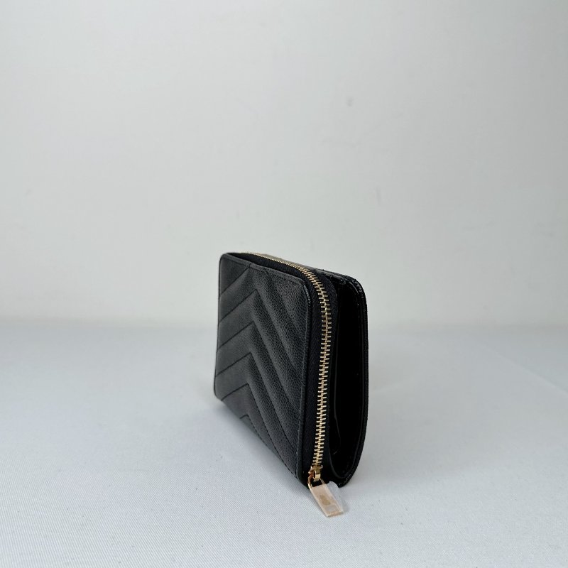 YSL 全新黑金荔枝牛短夾-4