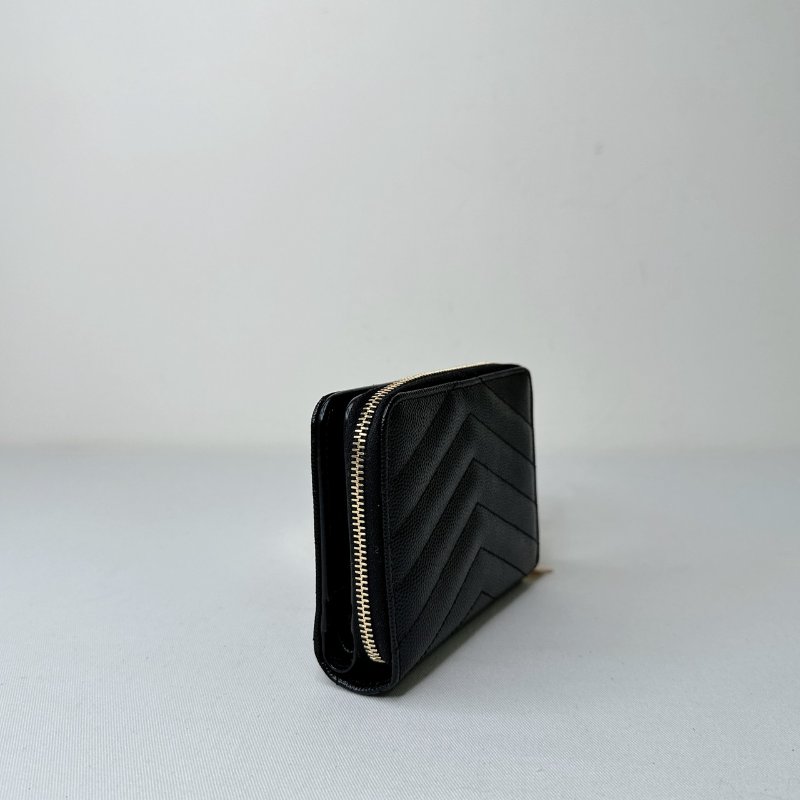YSL 全新黑金荔枝牛短夾-5