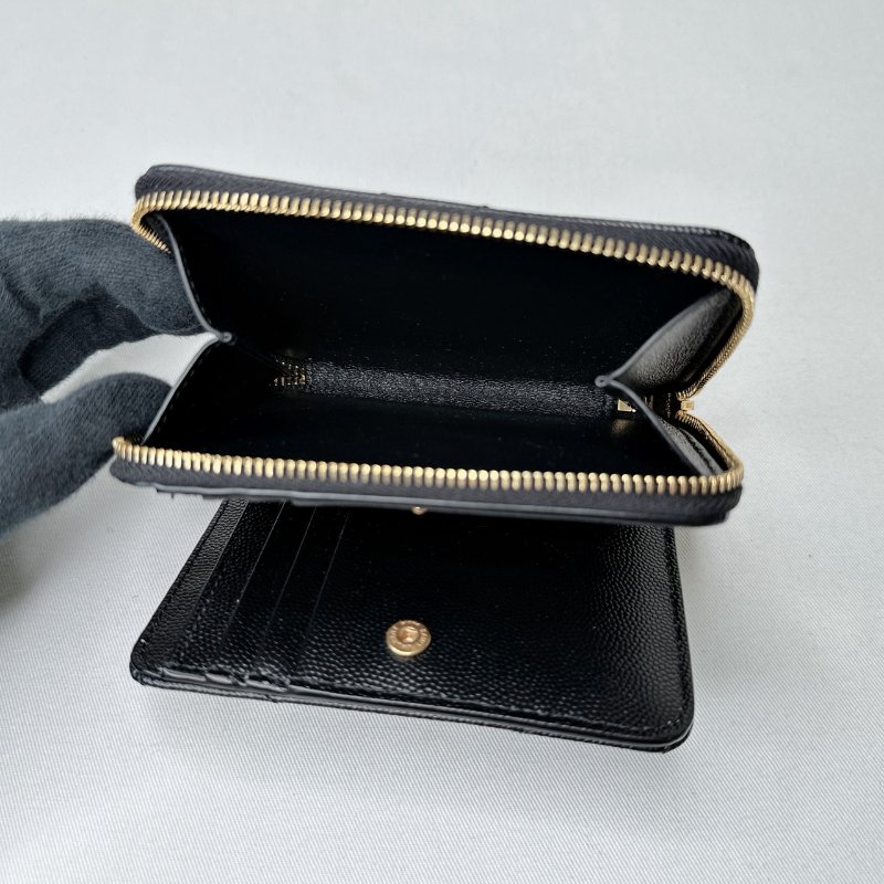 YSL 全新黑金荔枝牛短夾-7