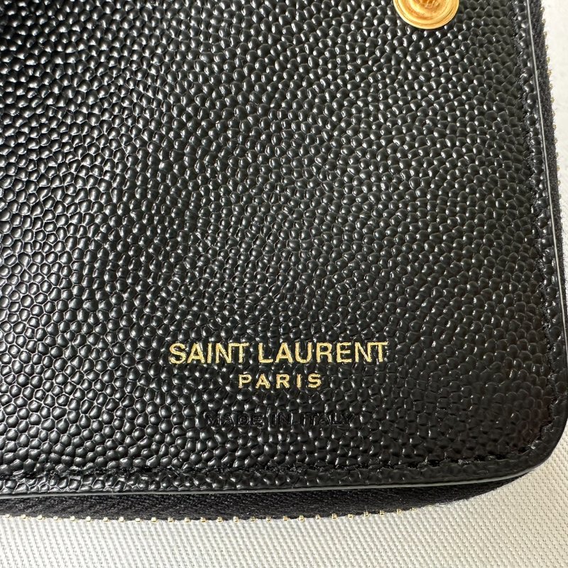 YSL 全新黑金荔枝牛短夾-8