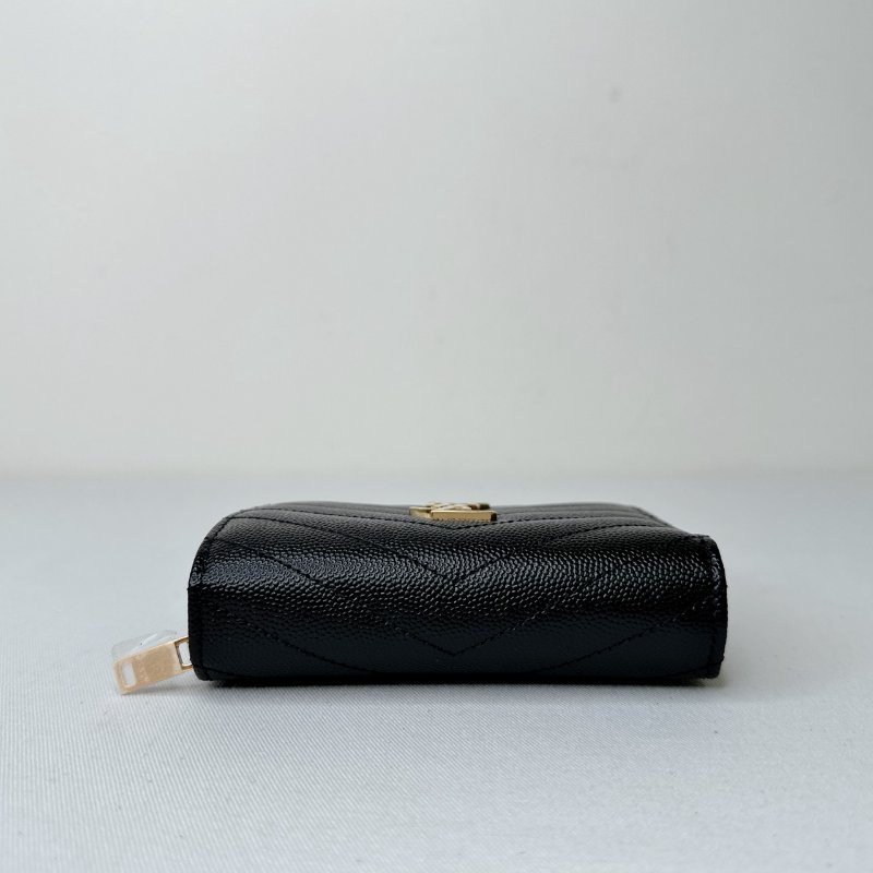 YSL 全新黑金荔枝牛短夾-9