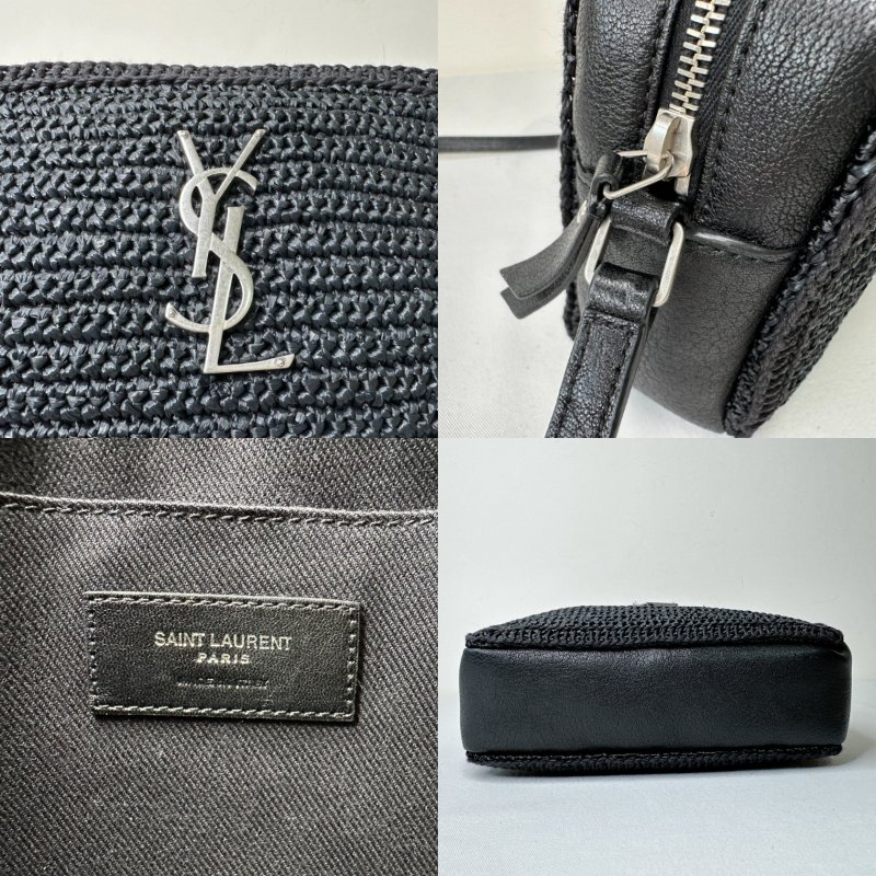 YSL 拉菲草皮革流蘇相機包-7