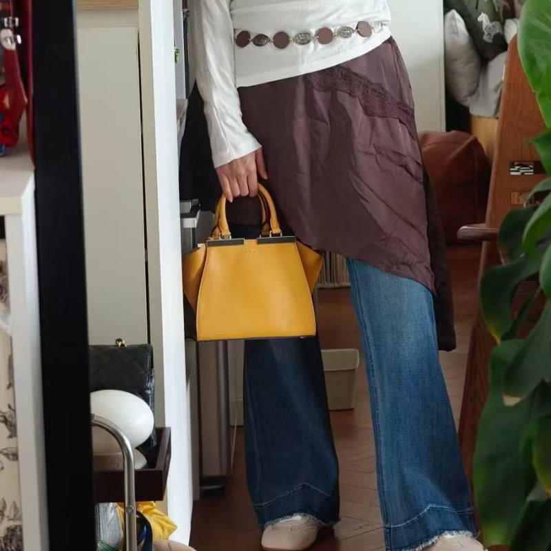 Fendi 3jours mini黃色鞦韆包 手提肩背包21.5×17×10 98新配件塵袋-0