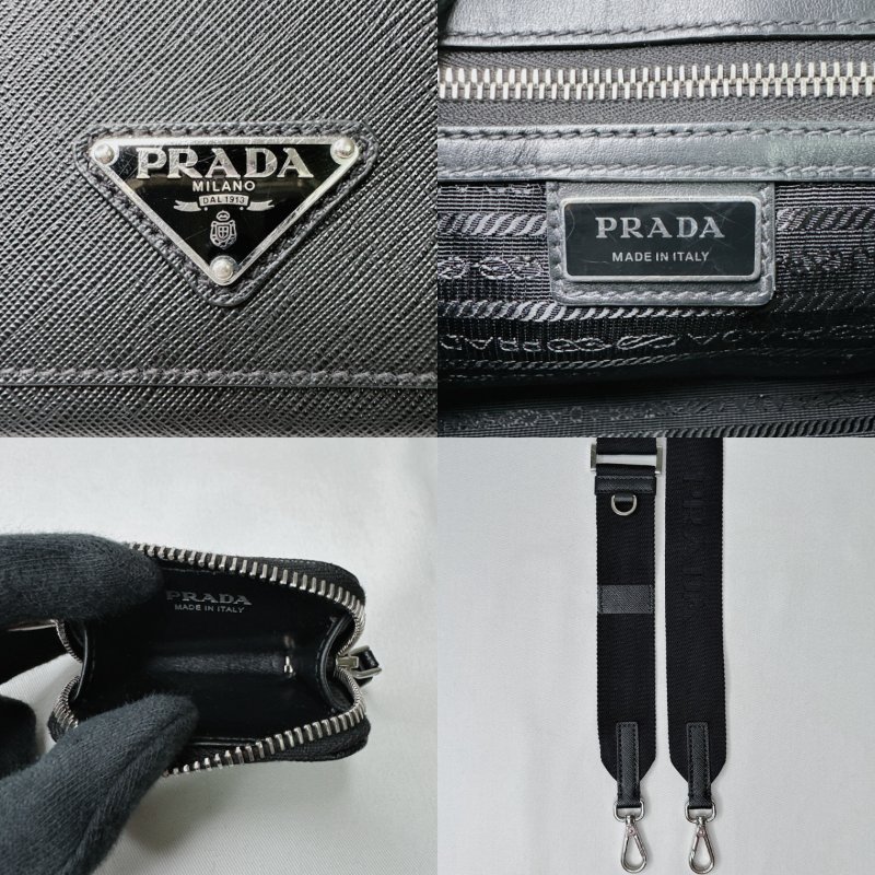 PRADA Saffiano皮革翻蓋斜背包-8