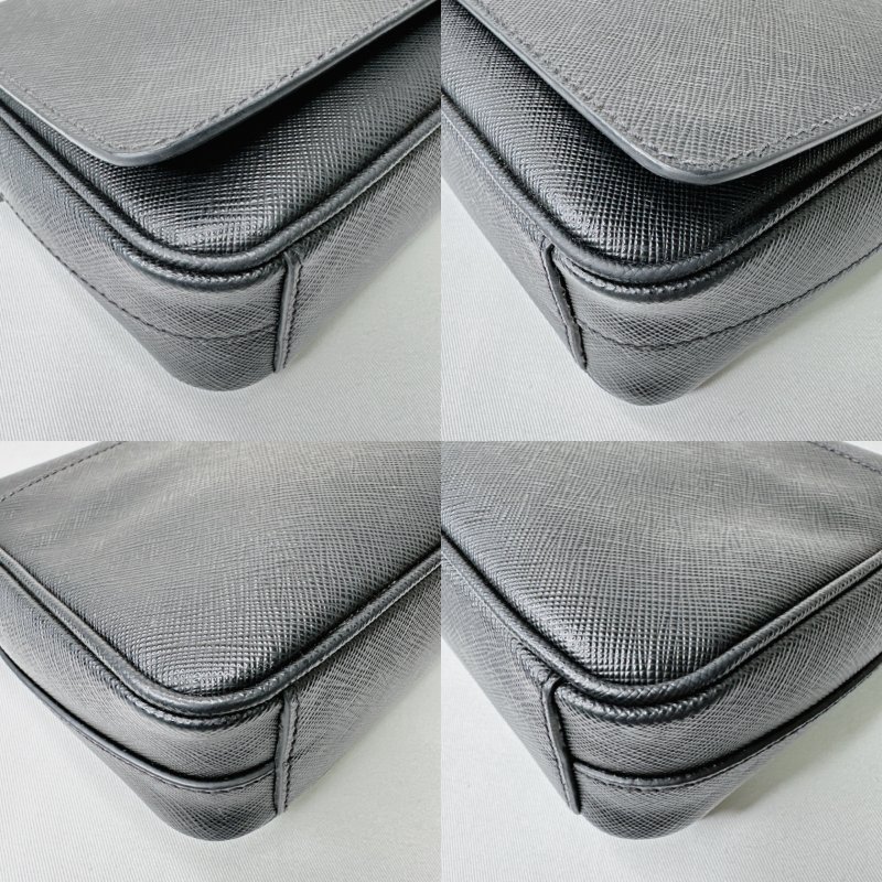 PRADA Saffiano皮革翻蓋斜背包-11