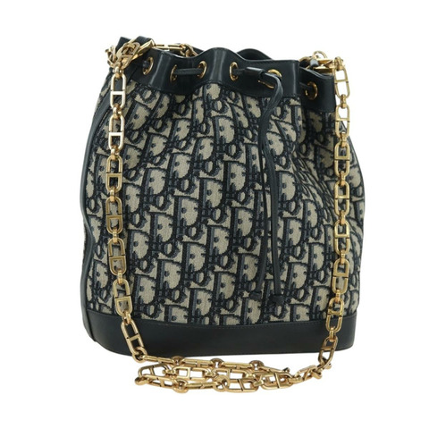 Christian Dior Trotter帆布鏈條單肩包 海軍藍 金色 正品 179181V