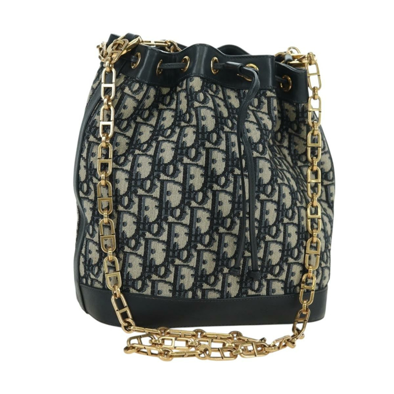 【日本直送】Christian Dior Trotter帆布鏈條單肩包 海軍藍 金色 正品 179181V-0