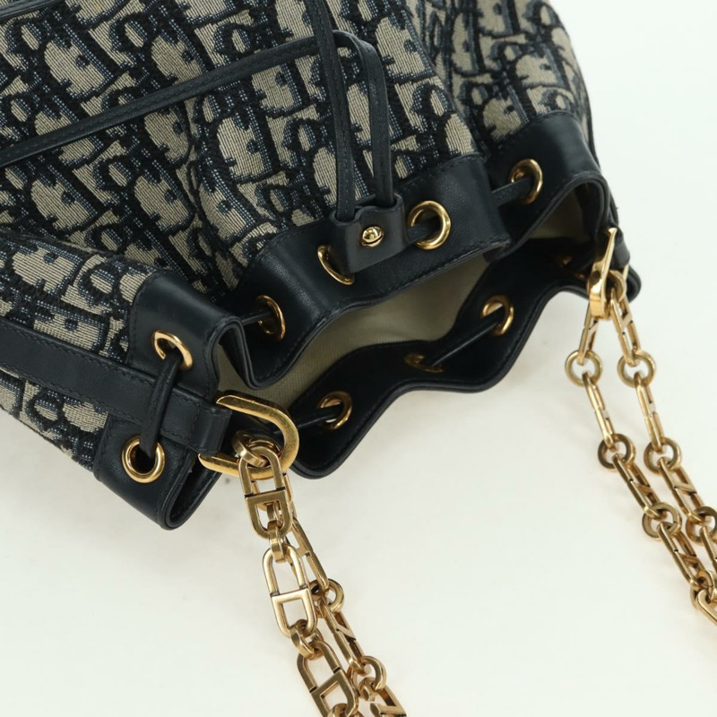 【日本直送】Christian Dior Trotter帆布鏈條單肩包 海軍藍 金色 正品 179181V-6
