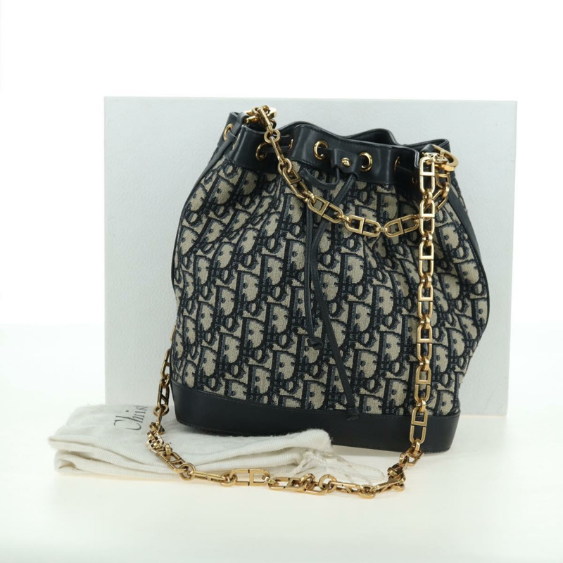 【日本直送】Christian Dior Trotter帆布鏈條單肩包 海軍藍 金色 正品 179181V-11