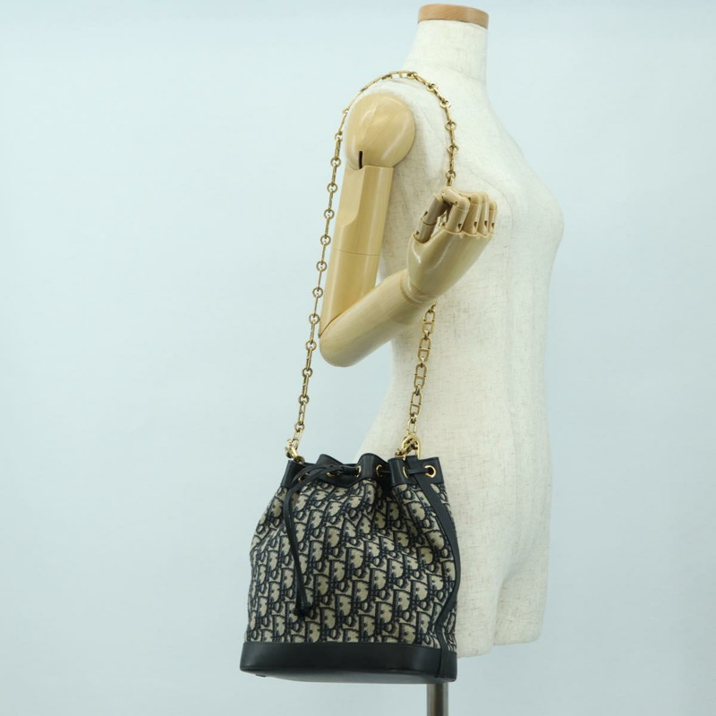 【日本直送】Christian Dior Trotter帆布鏈條單肩包 海軍藍 金色 正品 179181V-23
