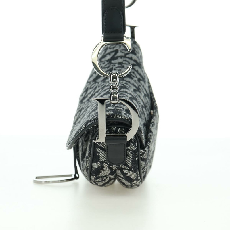 【日本直送】Christian Dior Trotter帆布馬鞍包手提包 黑色銀色 正品 ki6640M-2