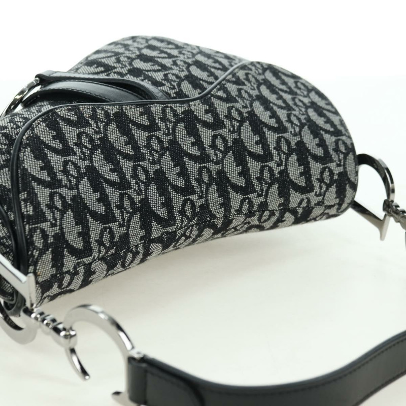 【日本直送】Christian Dior Trotter帆布馬鞍包手提包 黑色銀色 正品 ki6640M-5