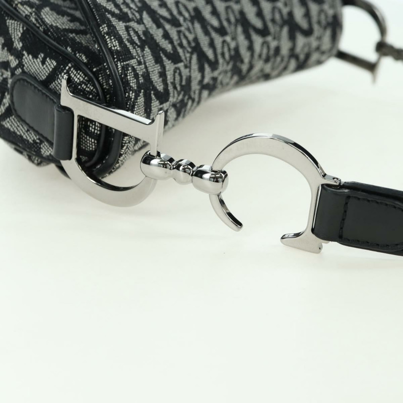【日本直送】Christian Dior Trotter帆布馬鞍包手提包 黑色銀色 正品 ki6640M-7
