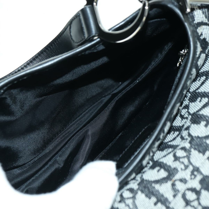 【日本直送】Christian Dior Trotter帆布馬鞍包手提包 黑色銀色 正品 ki6640M-9