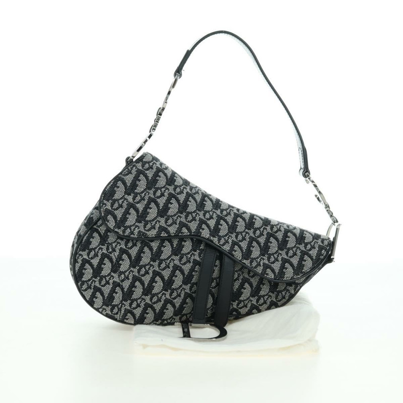 【日本直送】Christian Dior Trotter帆布馬鞍包手提包 黑色銀色 正品 ki6640M-11