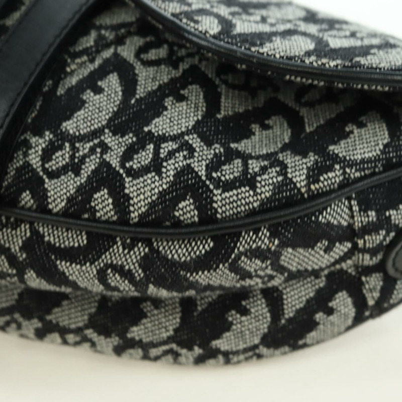 【日本直送】Christian Dior Trotter帆布馬鞍包手提包 黑色銀色 正品 ki6640M-15