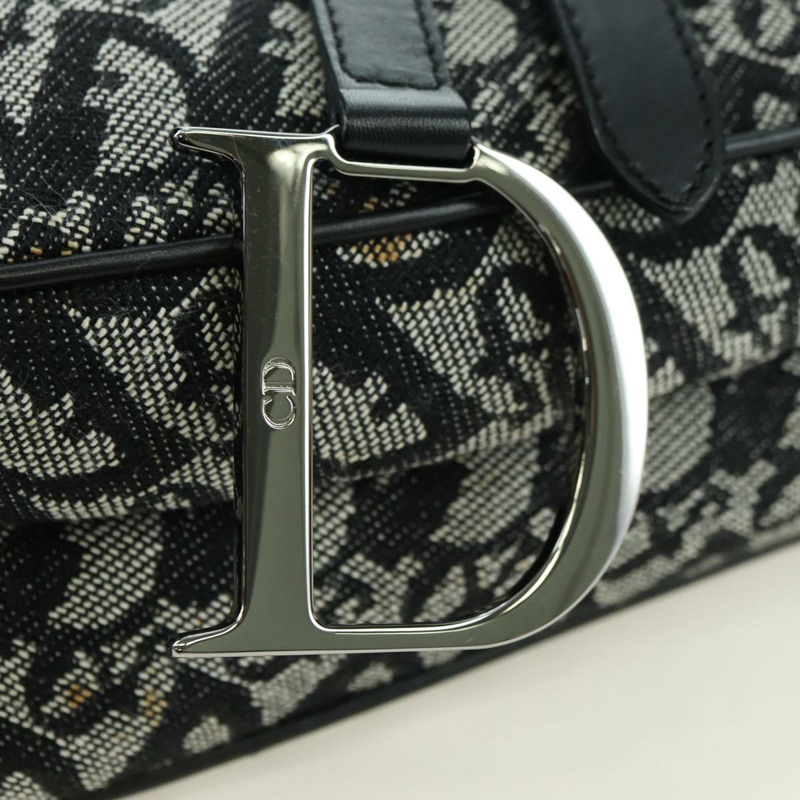 【日本直送】Christian Dior Trotter帆布馬鞍包手提包 黑色銀色 正品 ki6640M-18
