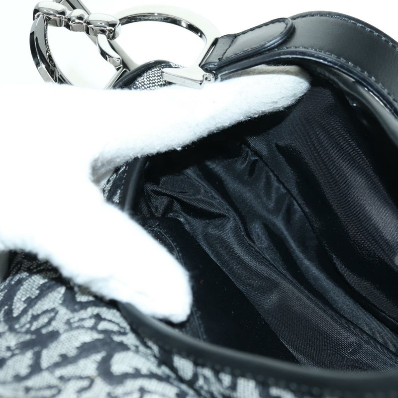 【日本直送】Christian Dior Trotter帆布馬鞍包手提包 黑色銀色 正品 ki6640M-21