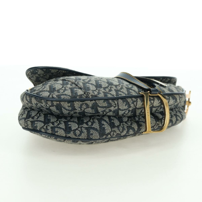 【日本直送】Christian Dior Trotter帆布馬鞍包手提包 海軍藍 金色 正品 ki6641SV-4