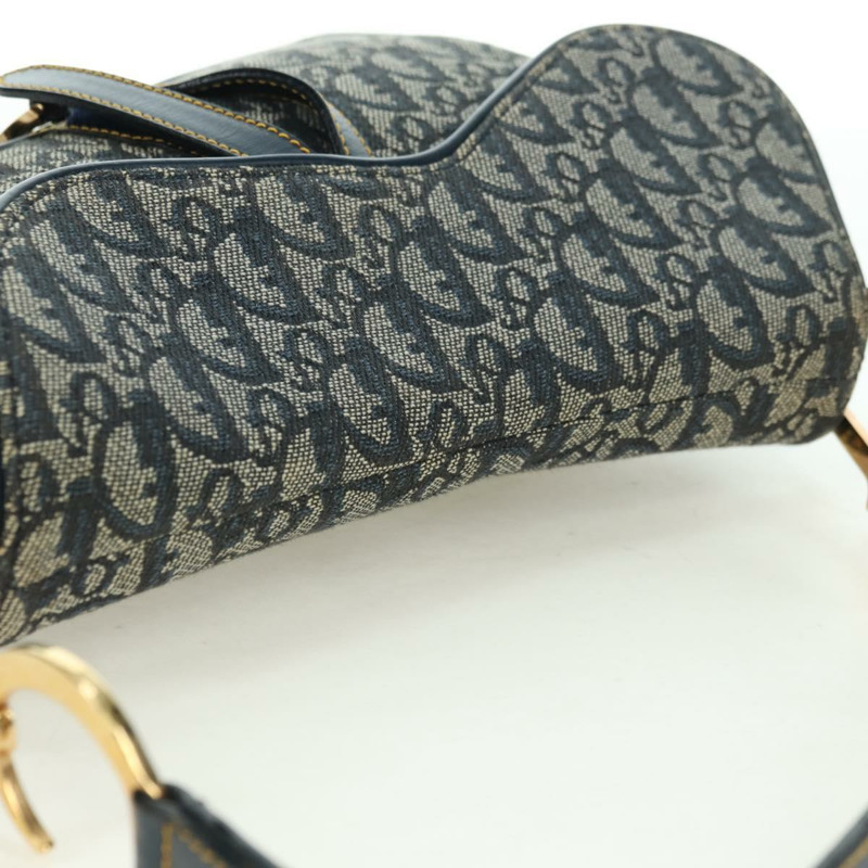 【日本直送】Christian Dior Trotter帆布馬鞍包手提包 海軍藍 金色 正品 ki6641SV-5