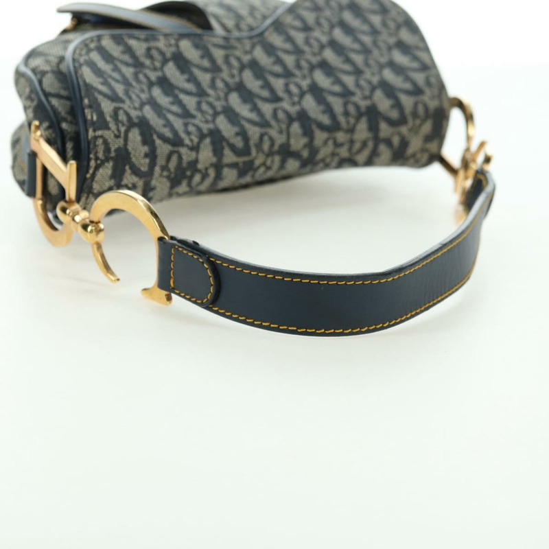 【日本直送】Christian Dior Trotter帆布馬鞍包手提包 海軍藍 金色 正品 ki6641SV-6