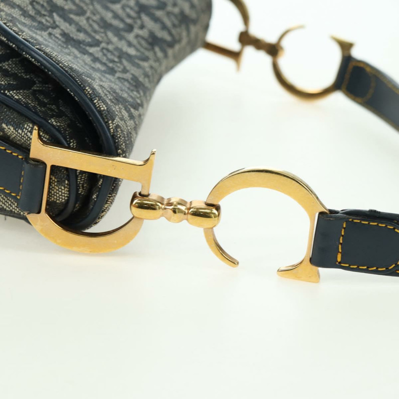 【日本直送】Christian Dior Trotter帆布馬鞍包手提包 海軍藍 金色 正品 ki6641SV-7