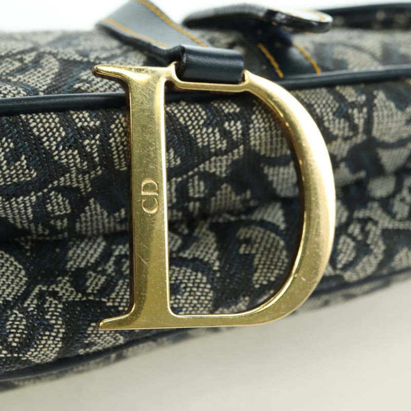 【日本直送】Christian Dior Trotter帆布馬鞍包手提包 海軍藍 金色 正品 ki6641SV-18
