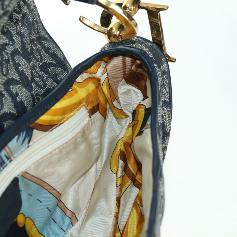 【日本直送】Christian Dior Trotter帆布馬鞍包手提包 海軍藍 金色 正品 ki6641SV-22