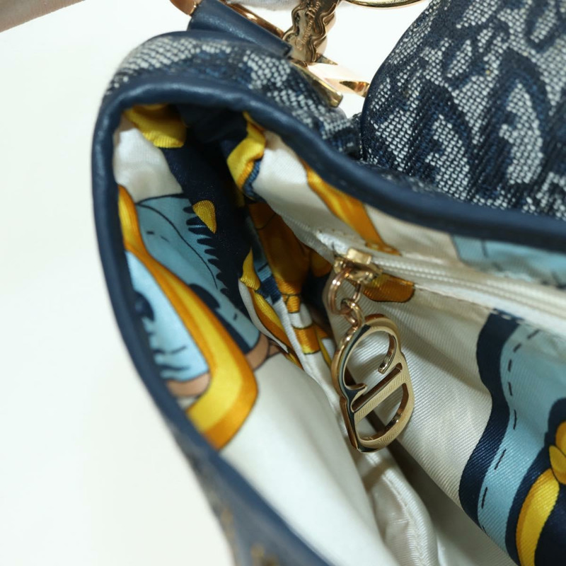 【日本直送】Christian Dior Trotter帆布馬鞍包手提包 海軍藍 金色 正品 ki6641SV-23