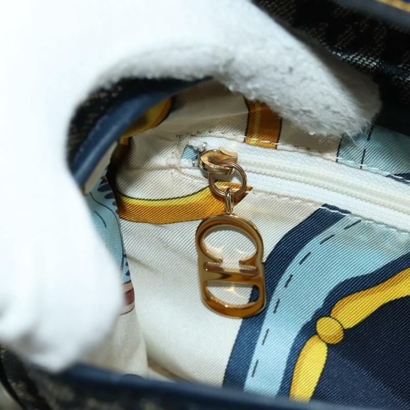 【日本直送】Christian Dior Trotter帆布馬鞍包手提包 海軍藍 金色 正品 ki6641SV-24