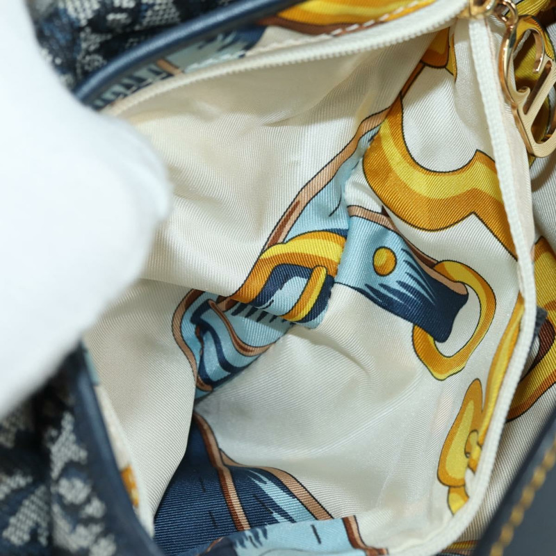 【日本直送】Christian Dior Trotter帆布馬鞍包手提包 海軍藍 金色 正品 ki6641SV-25