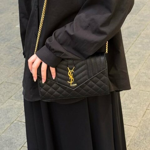 ️YSL envelope黑金信封包 中號 黑色 金扣 22.5*15*2 99新配件盒子 塵袋