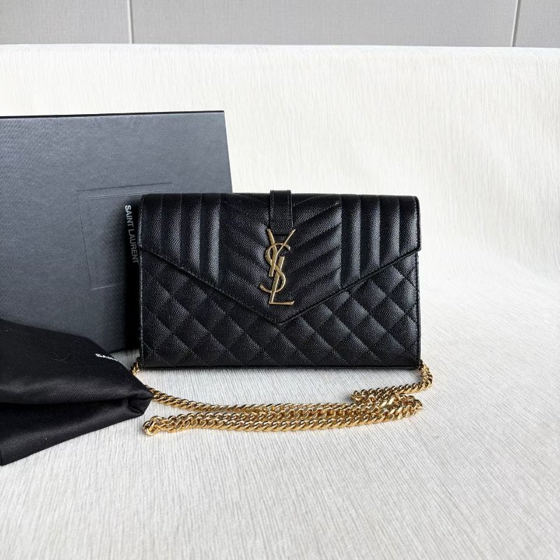 ️YSL envelope黑金信封包 中號 黑色 金扣 22.5*15*2 99新配件盒子 塵袋-2